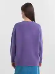 Фиолетовый свитер женский вязаный удлиненный