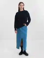 Черный свитер женский вязаный удлиненный