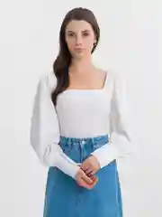Слоновая кость топ с длинными рукавами / Топ блузка вечерняя / Кроп топ с длинным рукавом