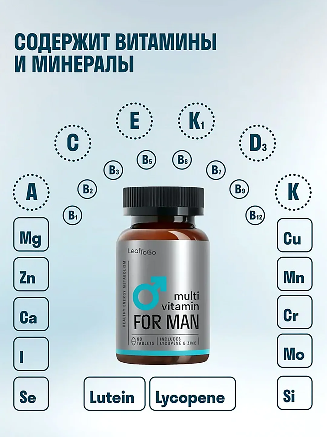 Витамины для мужчин LeafToGo Mens vitamin, 60 таблеток