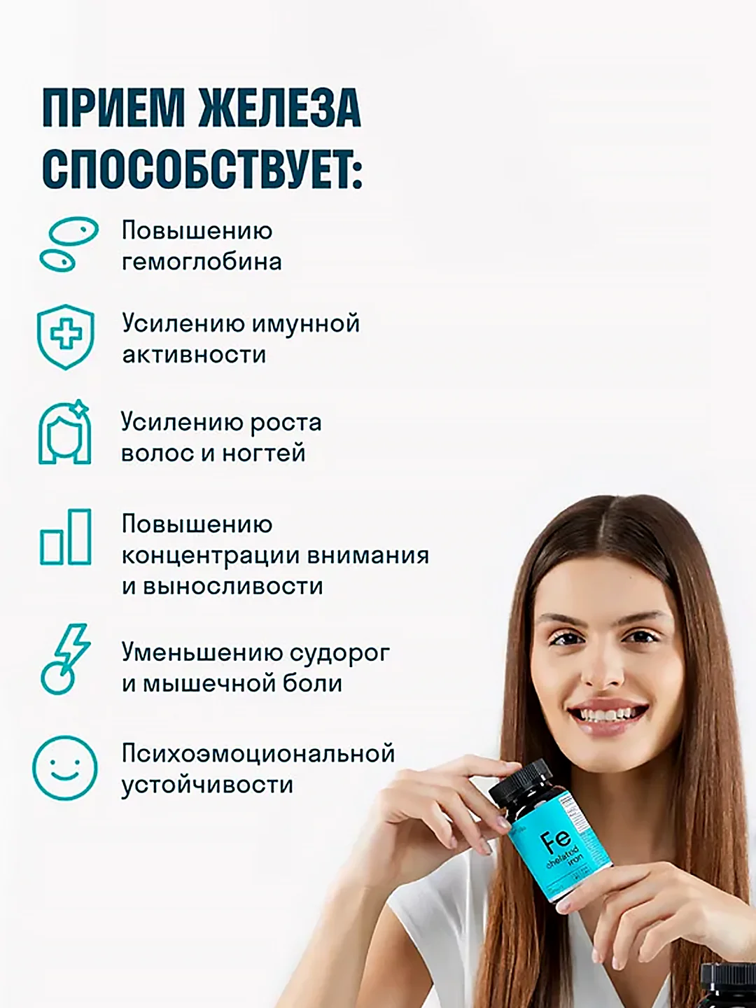 БАД к пище LeafToGo Железо хелат, с витамином C,  60 капсул