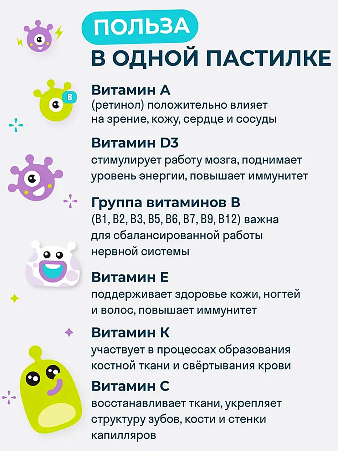 Мультивитамины для детей LeafToGo, 60 мармеладных пастилок
