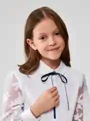 Блузка детская для девочек ACOOLA History, белый, хлопок, полиэстер