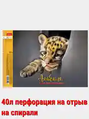 Светло-бежевый альбом для рисования 40л А4 на скобе 50 видов/Хатбер