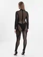 Черный комбинезон костюм из сетки high heels pole dance для танцев