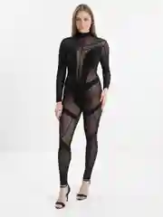 Черный комбинезон костюм из сетки high heels pole dance для танцев