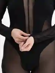 Черный комбинезон костюм из сетки high heels pole dance для танцев