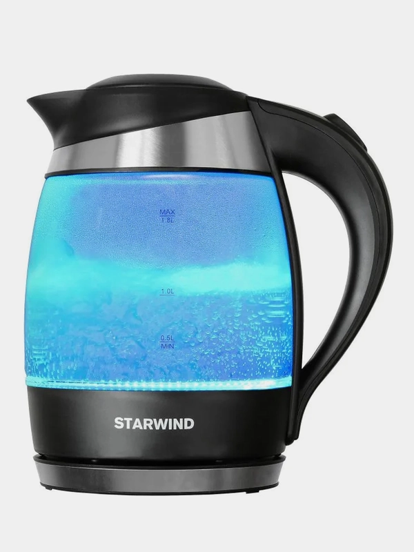Чайник Starwind SKG2218, 1.8л, 2200Вт, голубой/черный