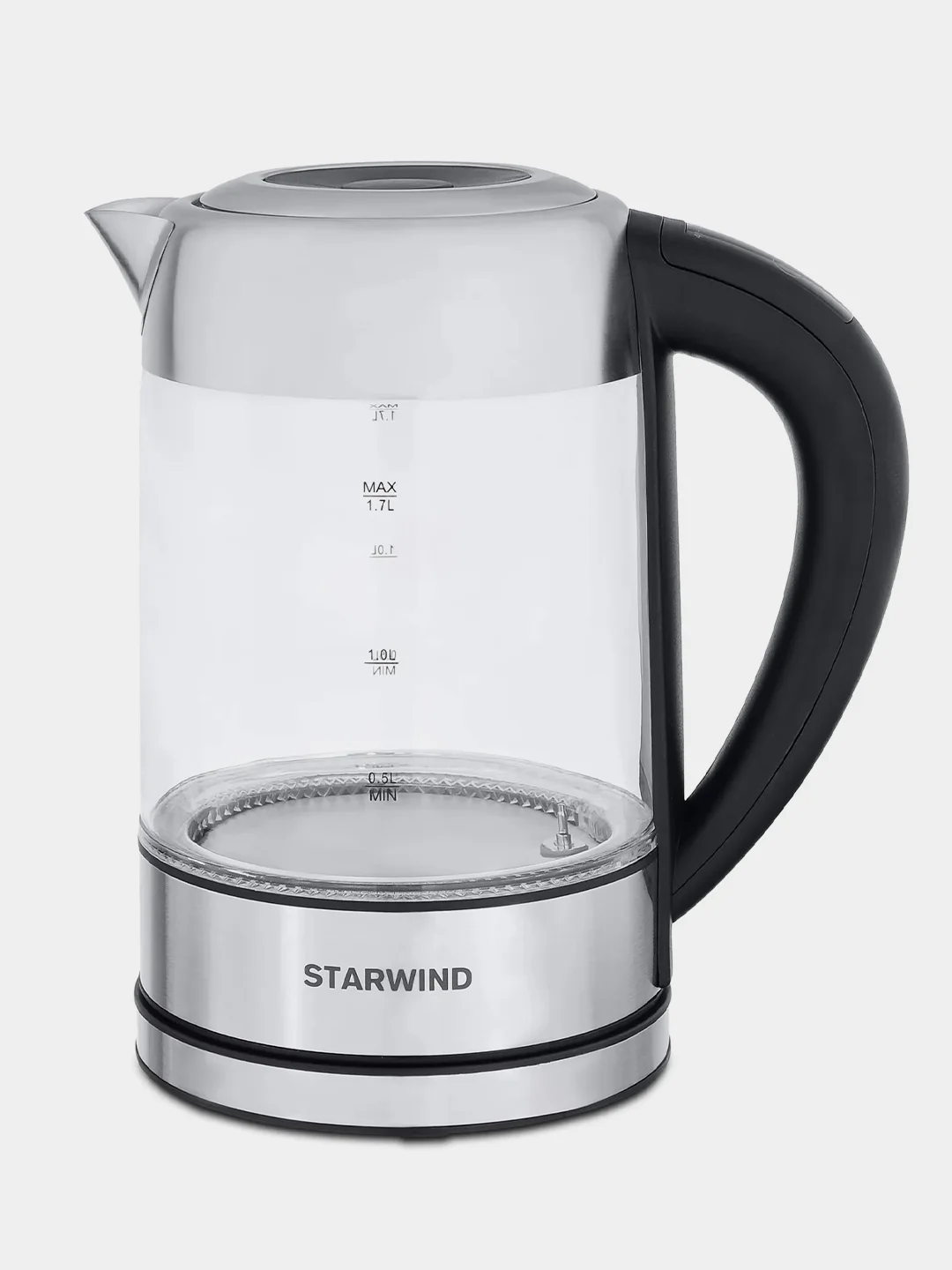 Чайник Starwind SKG5213, 1.7л, 2200Вт, черный/серебристый