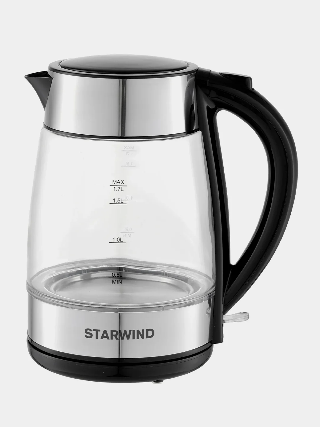 Чайник Starwind SKG3026, 1.7л, 2200 Вт, черный/серебристый