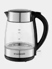 Чайник Starwind SKG3026, 1.7л, 2200 Вт, черный/серебристый