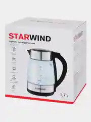 Чайник Starwind SKG3026, 1.7л, 2200 Вт, черный/серебристый