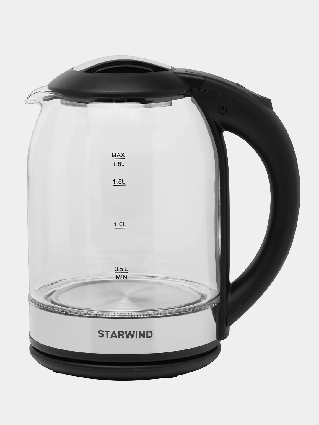 Чайник Starwind SKG2051, 1.8л, 1800Вт, черный/серебристый