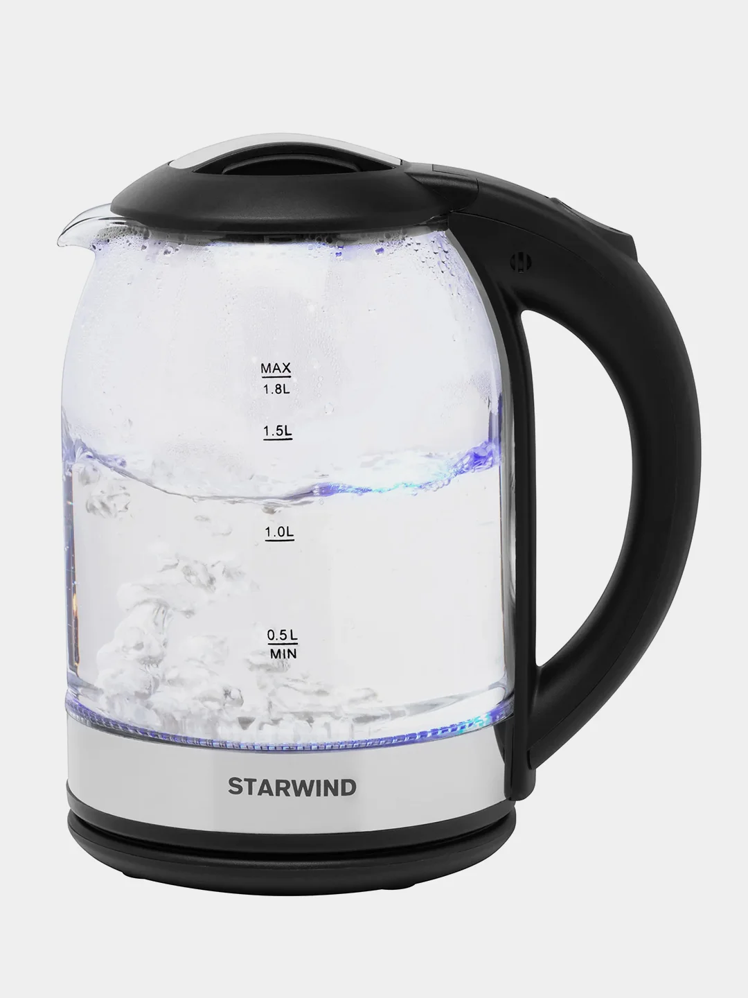Чайник Starwind SKG2051, 1.8л, 1800Вт, черный/серебристый