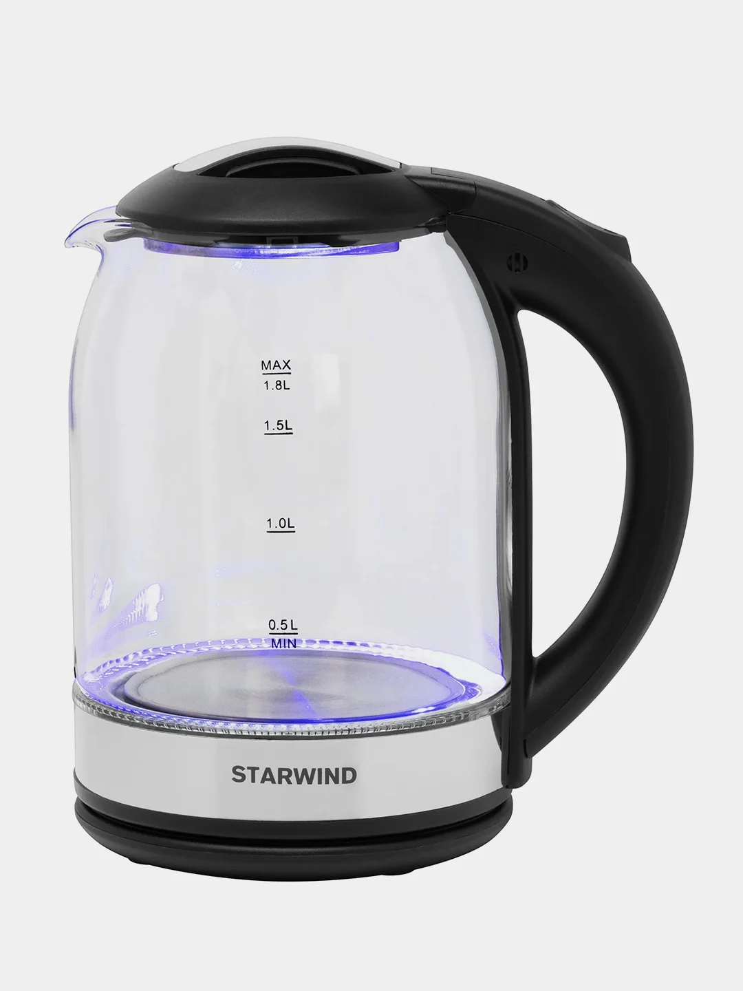 Чайник Starwind SKG2051, 1.8л, 1800Вт, черный/серебристый
