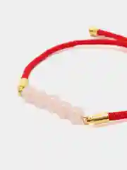 Браслет с розовым кварцем на красном шнуре