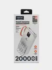 Белый power bank, внешний аккумулятор с быстрой зарядкой