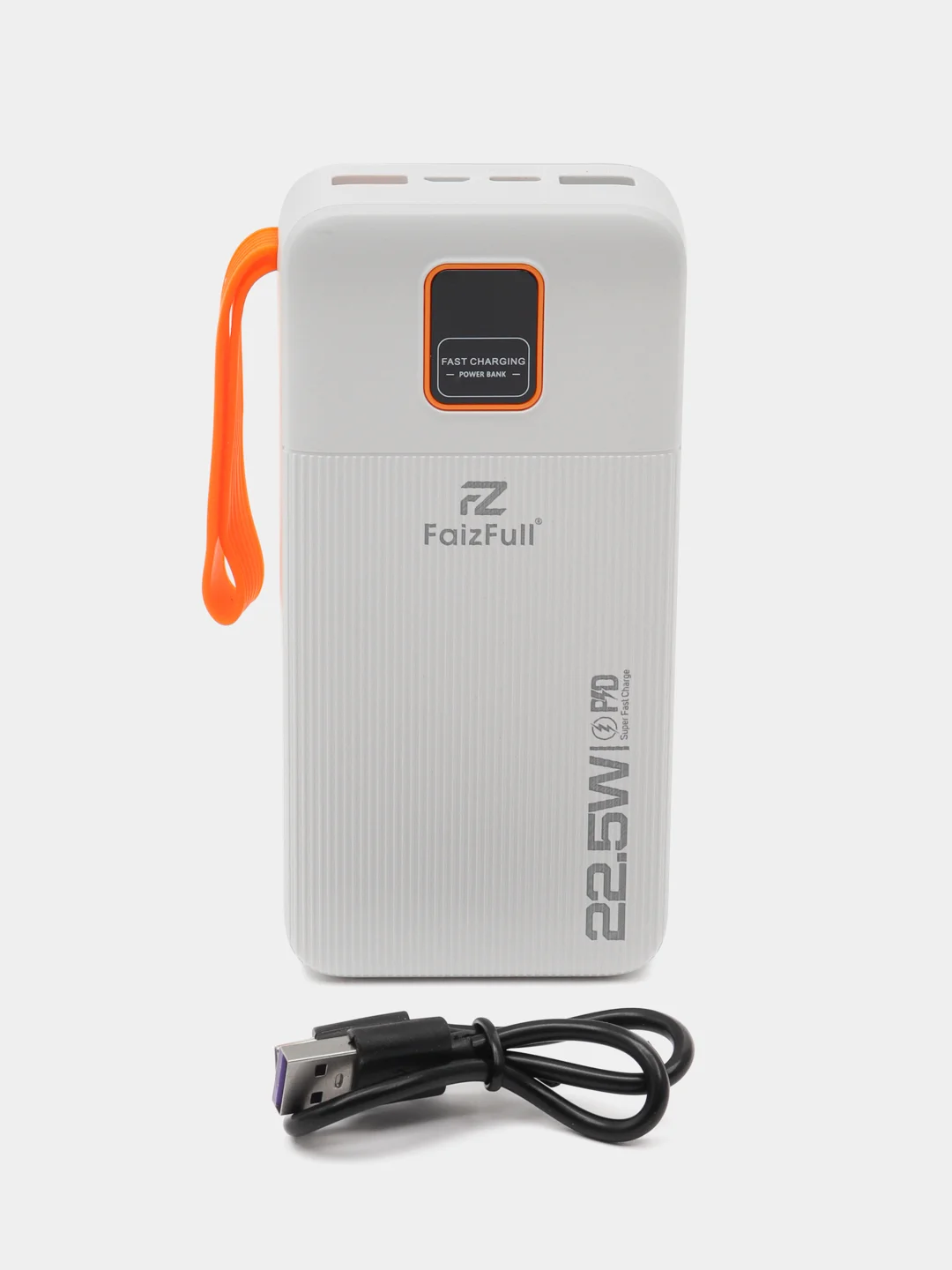 Белый power bank, внешний аккумулятор с быстрой зарядкой