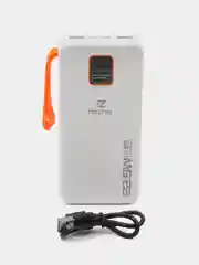 Белый power bank, внешний аккумулятор с быстрой зарядкой