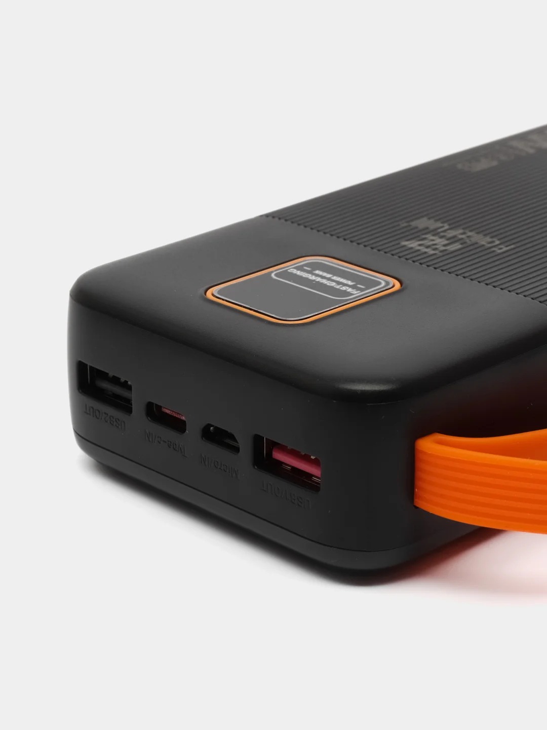 Черный power bank, внешний аккумулятор с быстрой зарядкой