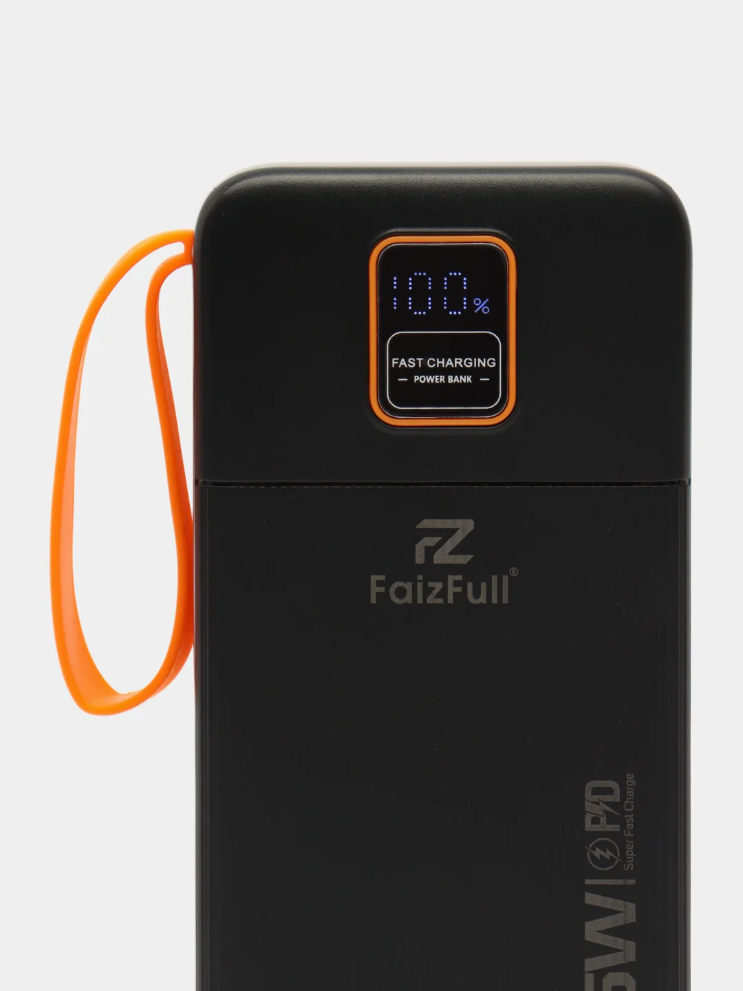 Черный power bank, внешний аккумулятор с быстрой зарядкой