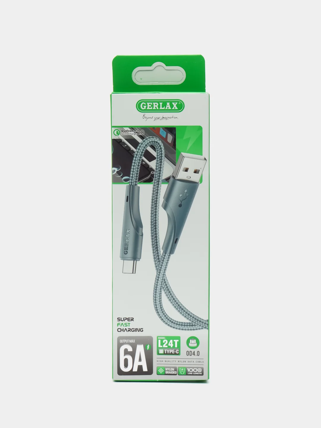 Серый кабель зарядный для быстрой зарядки, плетеный 6А, TypеС/MicroUSB/Lightning, для Андроид