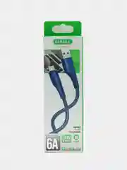 Синий кабель зарядный для быстрой зарядки, плетеный 6А, TypеС/MicroUSB/Lightning, для Андроид