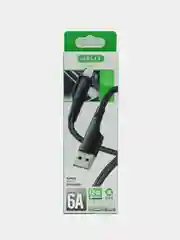 Черный кабель зарядный для быстрой зарядки, плетеный 6А, TypеС/MicroUSB/Lightning, для Андроид