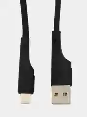 Черный кабель зарядный для быстрой зарядки, плетеный 6А, TypеС/MicroUSB/Lightning, для Андроид