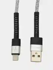 Серый кабель зарядный для быстрой зарядки плетеный TypeC/Micro/Lightning для Андроид/Айфон 6А