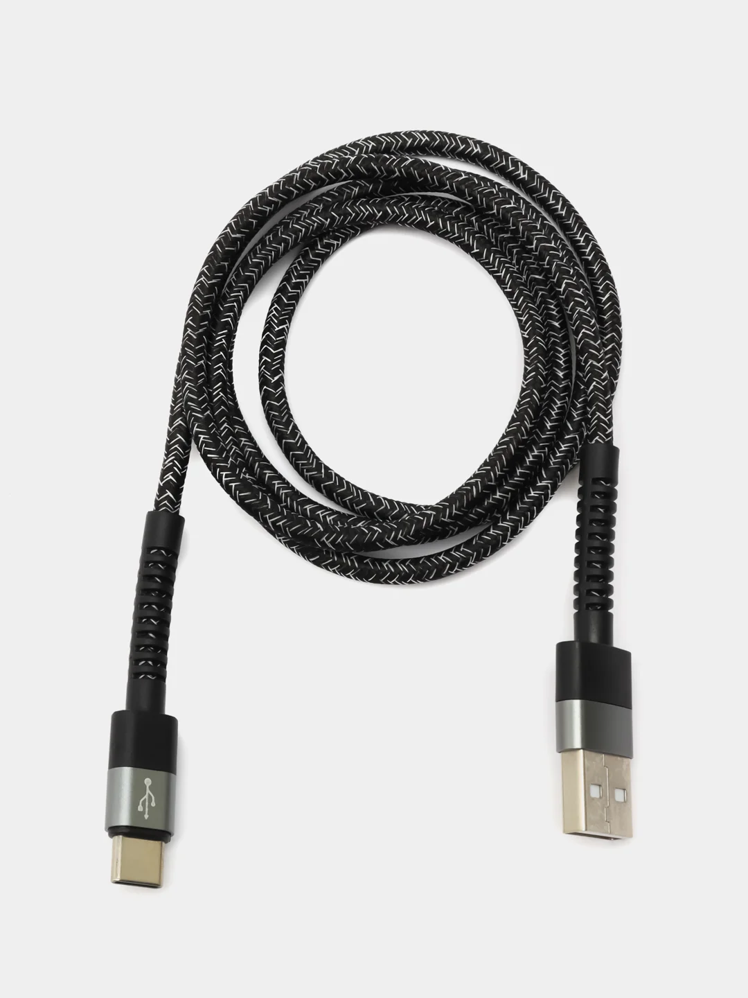 Черный кабель зарядный для быстрой зарядки плетеный TypeC/Micro/Lightning для Андроид/Айфон 6А
