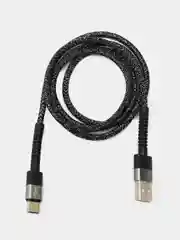 Черный кабель зарядный для быстрой зарядки плетеный TypeC/Micro/Lightning для Андроид/Айфон 6А