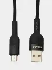 Черный кабель зарядный для быстрой зарядки плетеный Micro USB/Lightning для Анроид/Айфон 6А