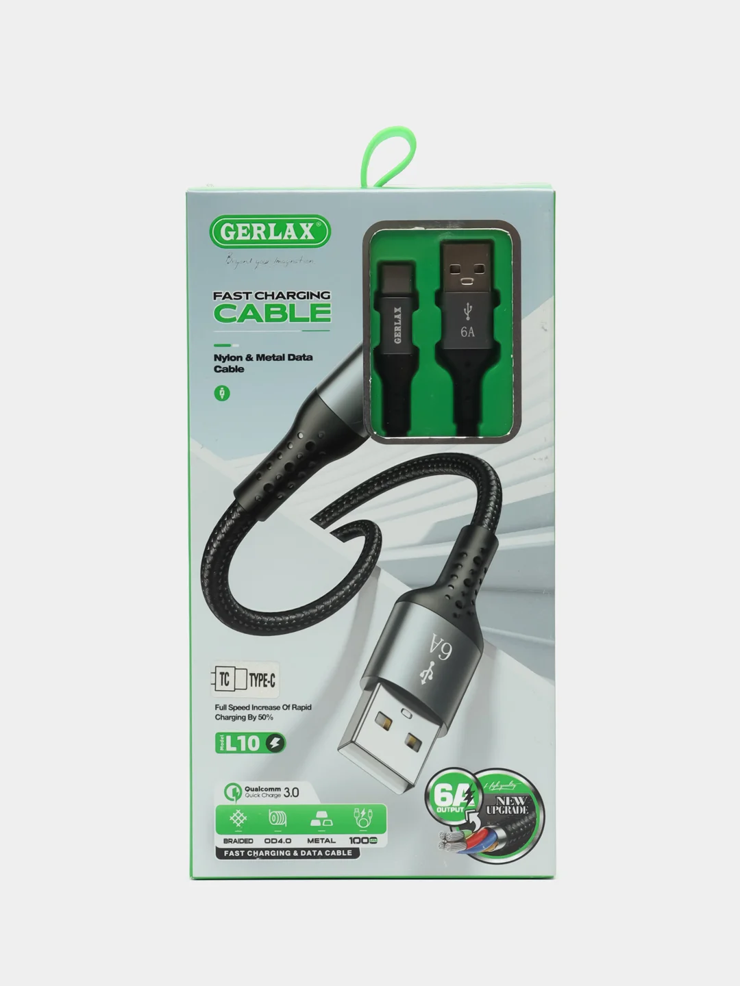 Черный зарядный кабель type-c плетеный для быстрой зарядки 1 метр USB 3.0 для Android 6A