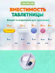 Таблетница Пилюля С делителем, размельчителем и мензуркой