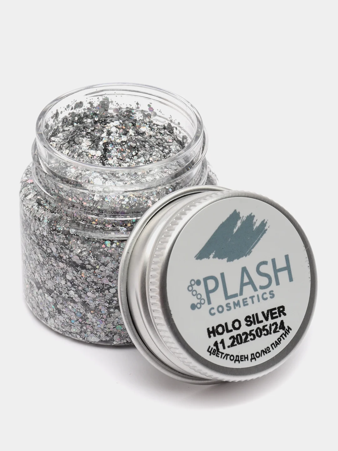 Глиттер-гель блестки HOLO SILVER