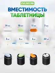 Таблетница-брелок Пилюля с 3 отделениями, черная