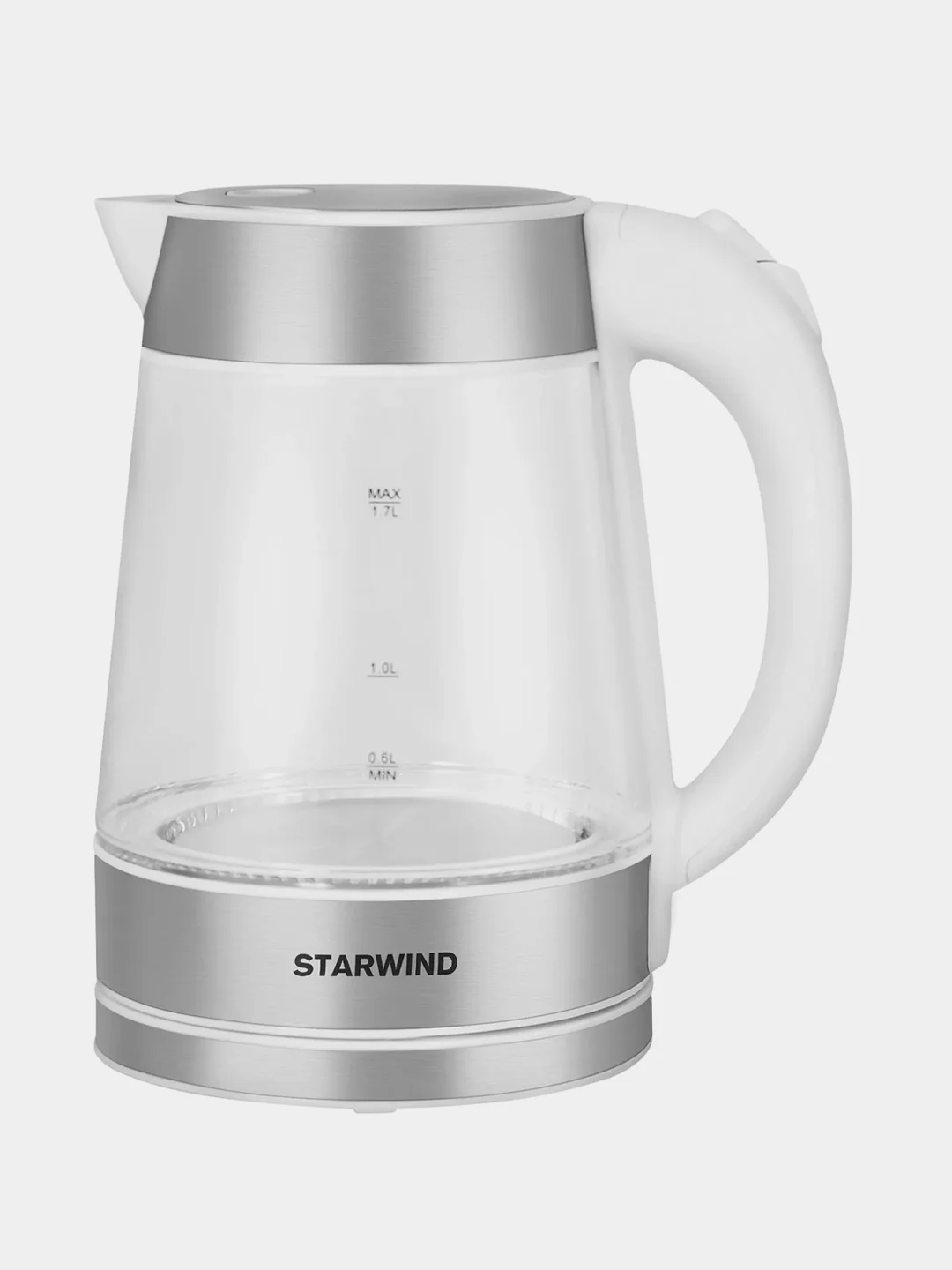 Чайник Starwind SKG2011, 1.7л, 2200Вт, белый/серебристый