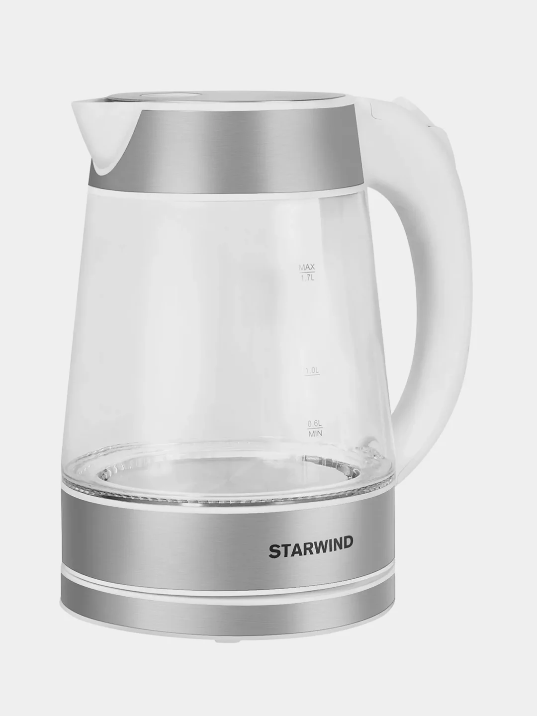 Чайник Starwind SKG2011, 1.7л, 2200Вт, белый/серебристый