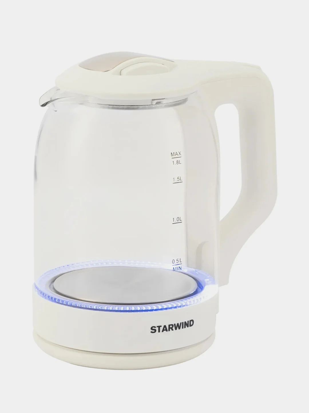 Чайник Starwind SKG1056, 1.8л, 2000Вт, белый/прозрачный