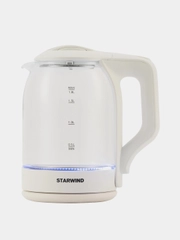 Чайник Starwind SKG1056, 1.8л, 2000Вт, белый/прозрачный