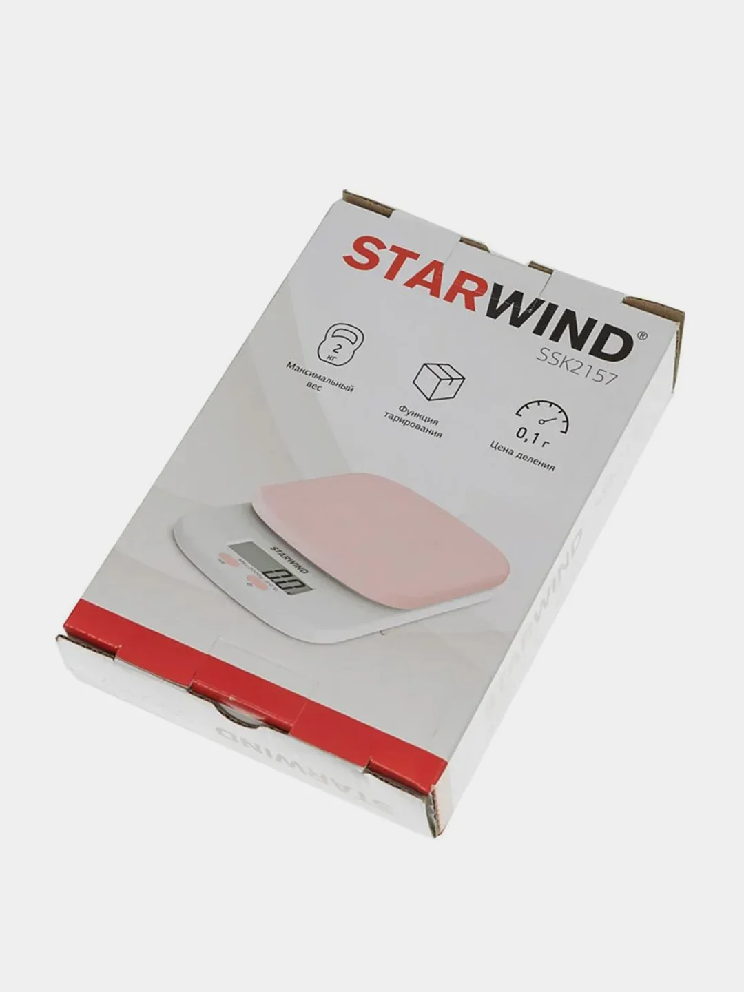 Весы кухонные электронные Starwind SSK2157, максимальный вес 2 кг, розовые
