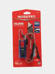 Строительный складной нож WorkPro WP211026 со сменными лезвиями в комплекте