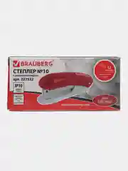 Степлер канцелярский, скобы №10 Brauberg "Original", с антистеплером, до 12 листов красный