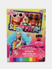 Бумага цветная А4 "Barbie Extra", 12 цветов, 12 листов