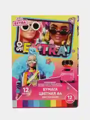 Бумага цветная А4 "Barbie Extra", 12 цветов, 12 листов