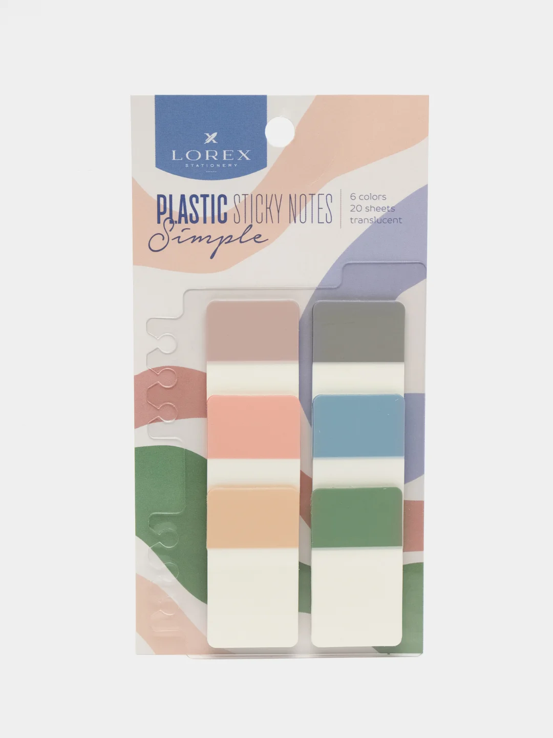 Закладки клейкие пластиковые LOREХ PLASTIC SIMPLE 6 цветов во 20 листов