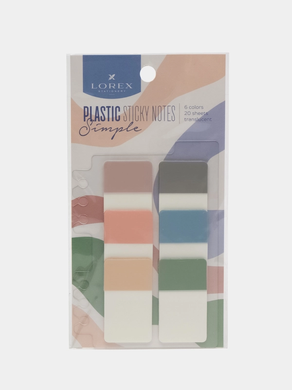 Закладки клейкие пластиковые LOREХ PLASTIC SIMPLE 6 цветов во 20 листов