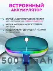 Желтый мышь компьютерная, бесшумная, беспроводная, RGB-подсветка, USB зарядка