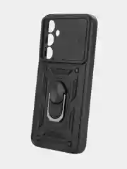 Черный чехол для Samsung Galaxy S23 FE противоударный КАРТОФАН пластиковый с кольцом-магнитом